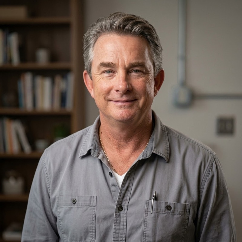 Cliff Proctor pulling Romex wire through framing on a job site in Wilmington, NC