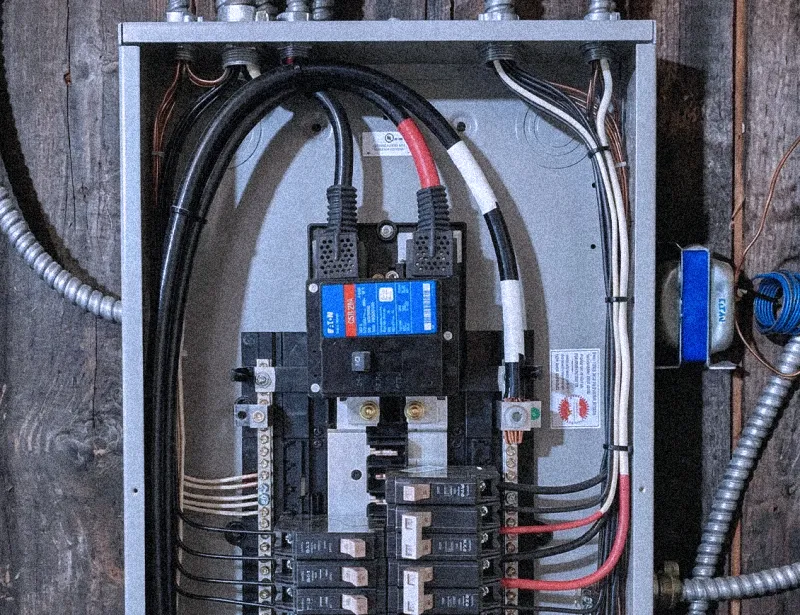 Clean Eaton panel with organized wiring after Proctor Electric upgrade
